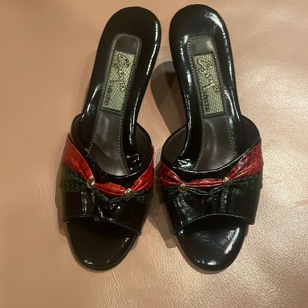 Women open back all leather outdoor slippers